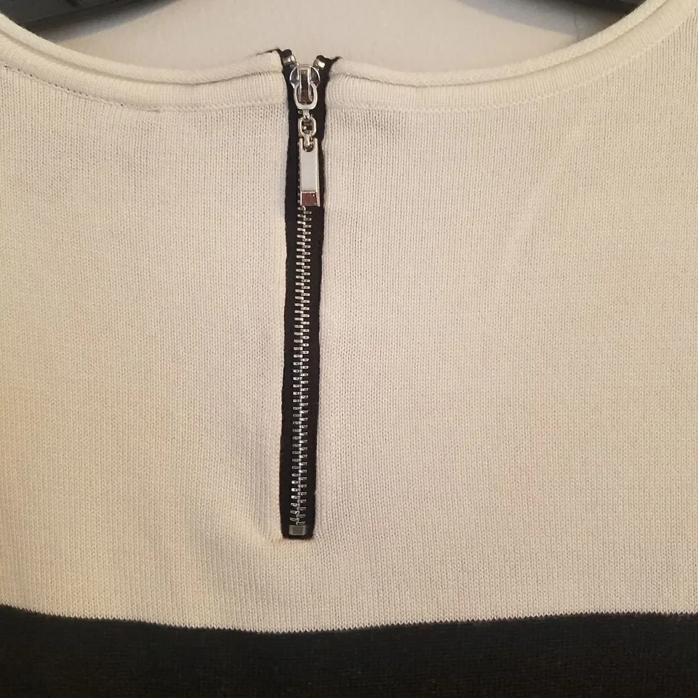 AB Studios Contrasting Black and White Color Block Knit Dress